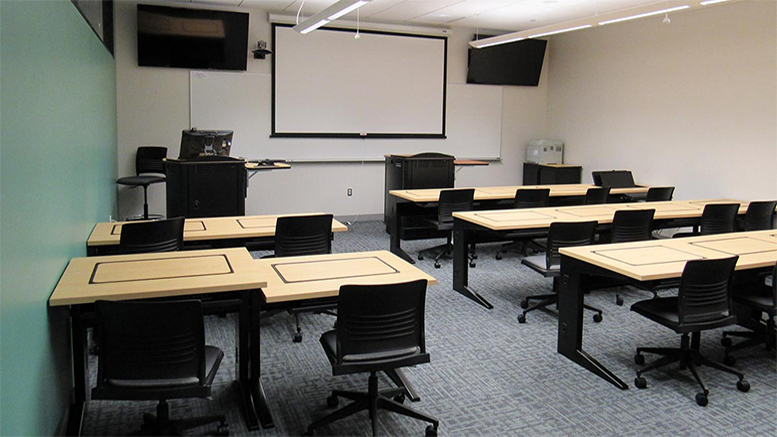 The Snyder Associated Companies Multimedia Classroom at the Heaton Family Learning Commons on the main campus of Butler County Community College in Pennsylvania.