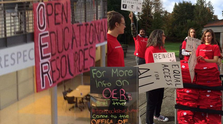 Students in Washington's Pierce College District show their support for open educational resources. Photo: Pierce College District