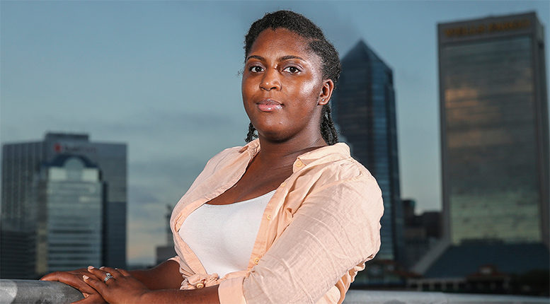 Asia Howard was stuck in retail and fast-food jobs after graduating high school, unable to get a job in banking, a profession she prized for its steady hours. She is now studying for an associate degree in business administration at Florida State College at Jacksonville. Photo: AP/Gary McCullough